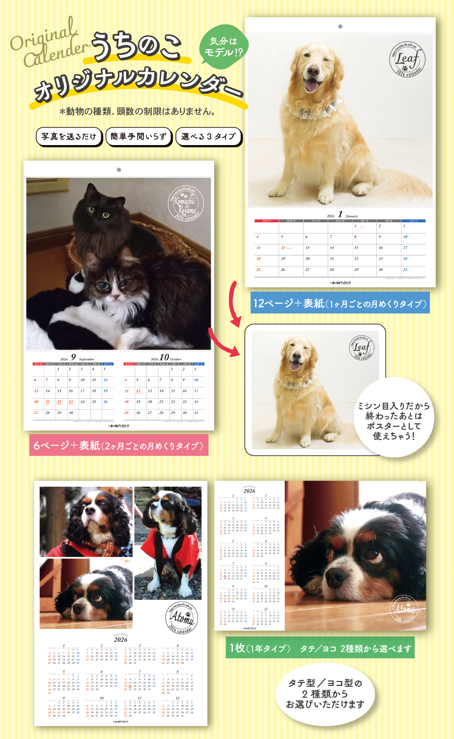 《お知らせ》うちのこカレンダー2026年発売開始しました！