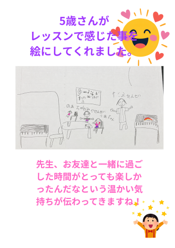 音楽や先生、お友達と一緒に過ごした時間がとっても楽しかったんだなという温かい気持ちが伝わってきますね！.png