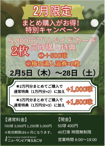 2月限定キャンペーンのご案内