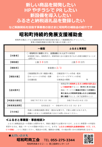 昭和町持続的発展支援補助金の募集及び申請方法 について
