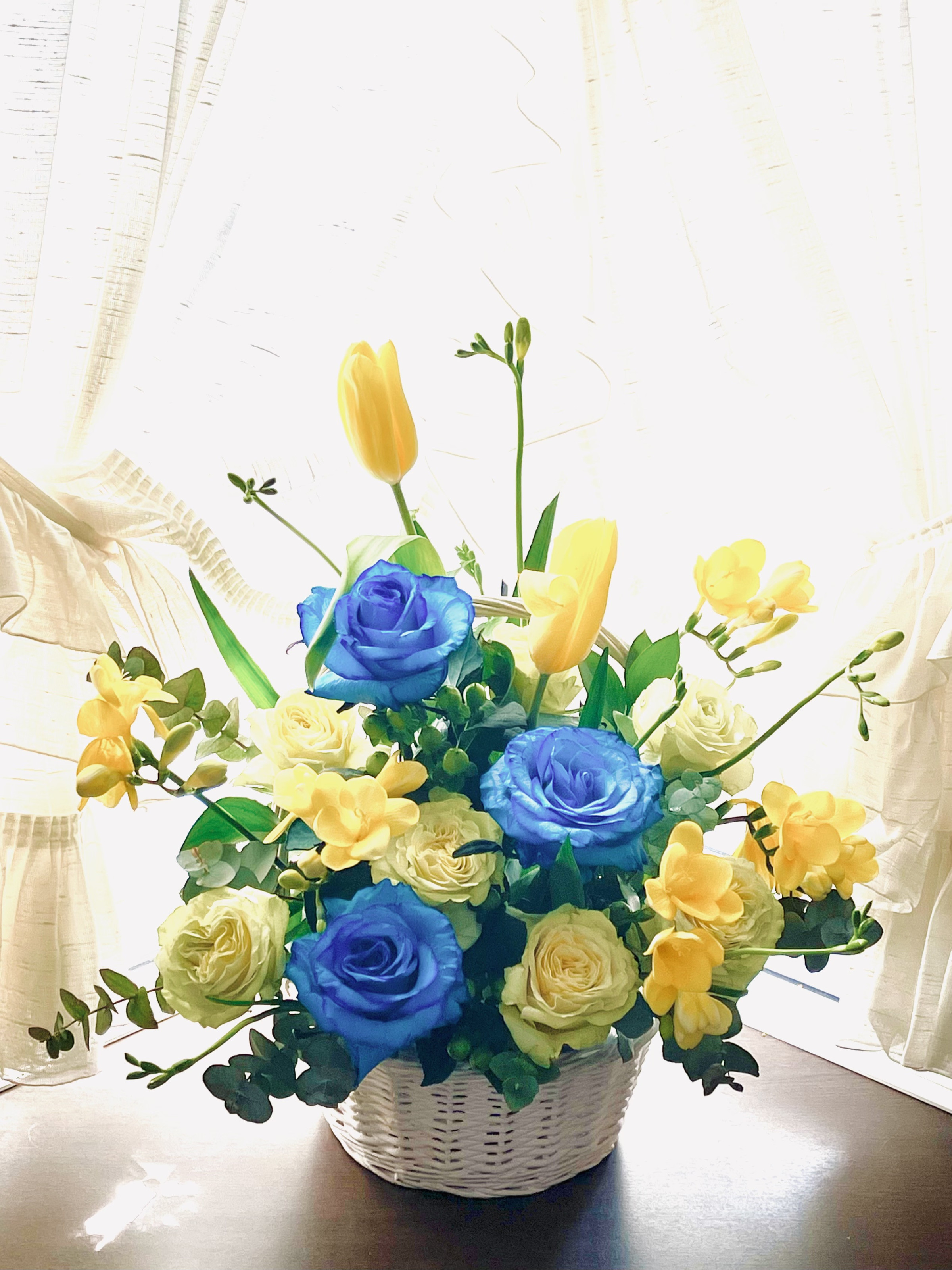 生花バスケットアレンジメント