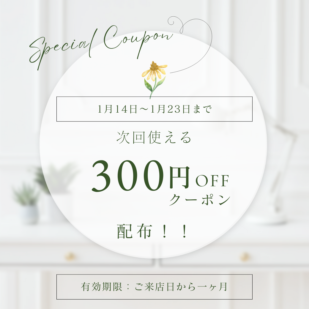 本日から300円割引券配布します☆