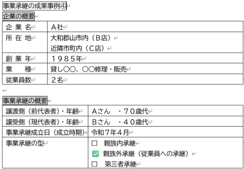 事業承継の成果事例　4⃣