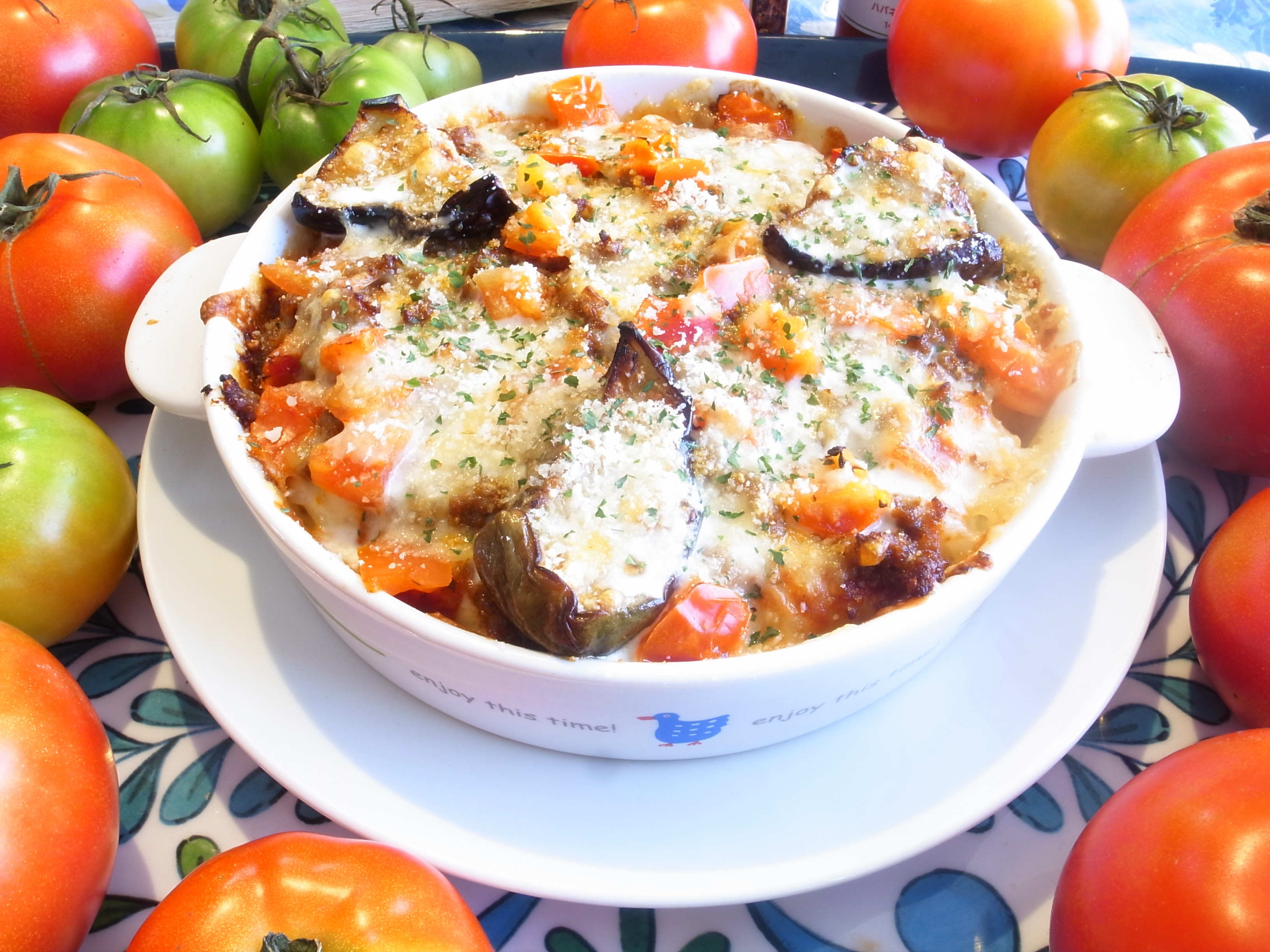 茄子とトマトのミートドリア / Tomato and Eggplant meat rice gratin