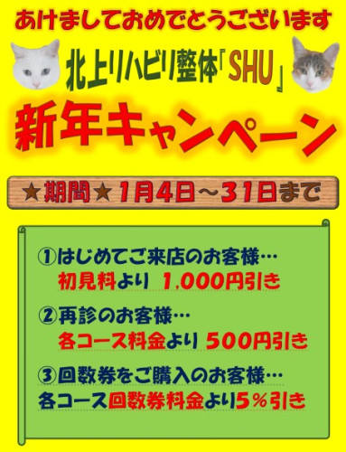 今月の新年キャンペーンのお知らせ