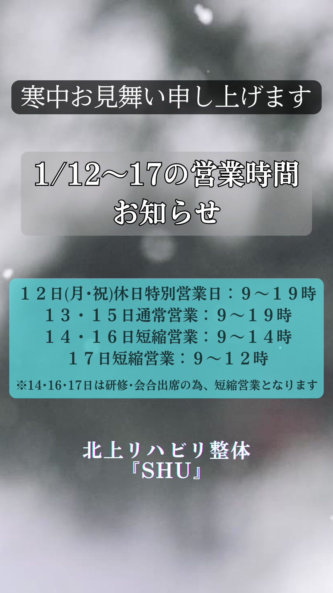1/12～17の営業日程