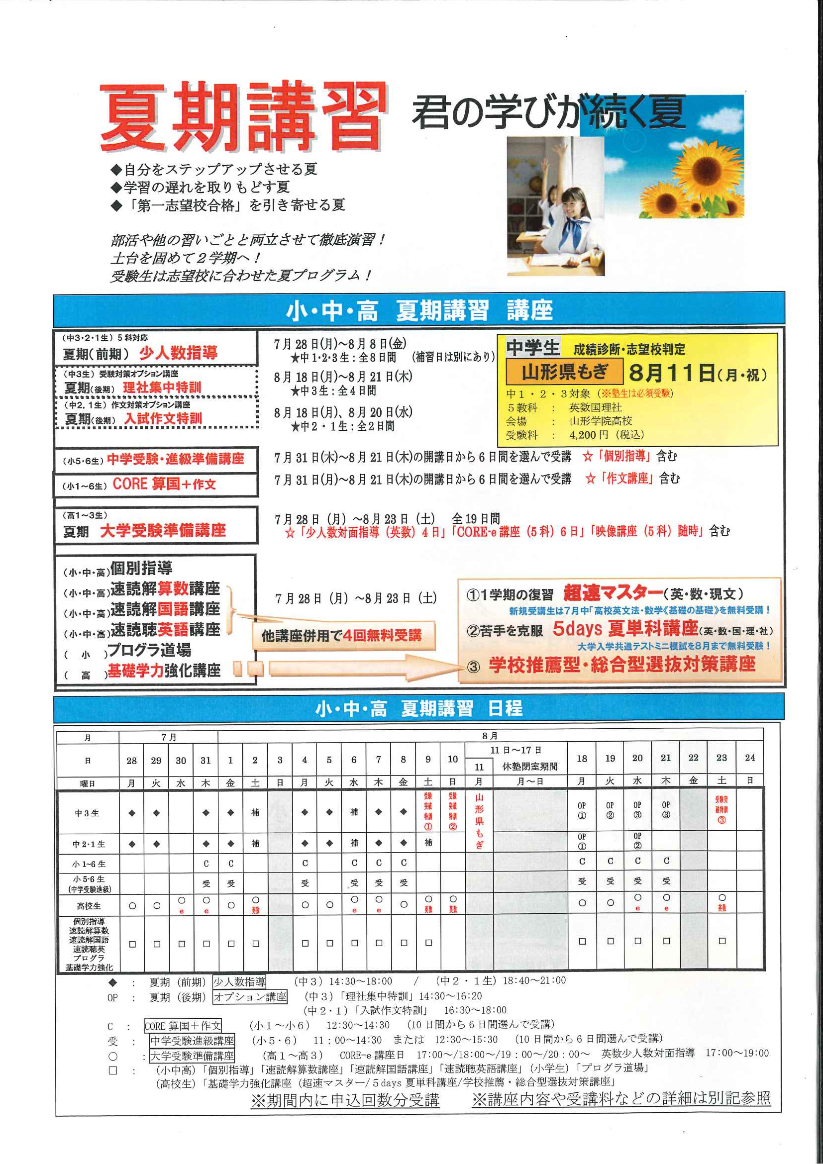 夏期講習のご案内 - 進学塾CORE-UP