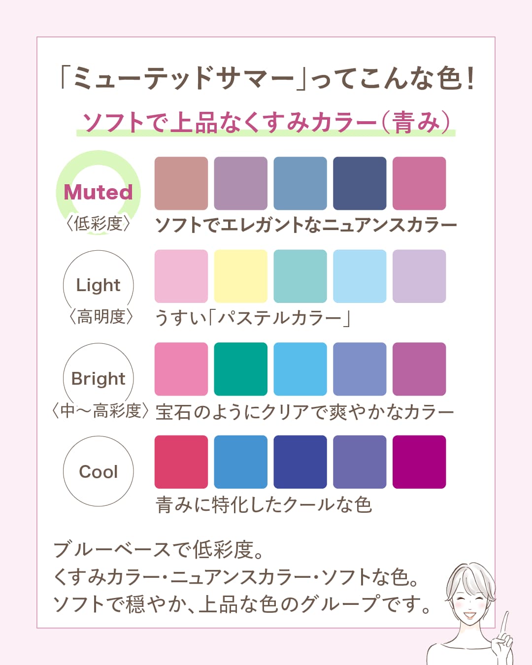 解説】上品でソフトなくすみカラー【ミューテッドサマー】ってこんな色
