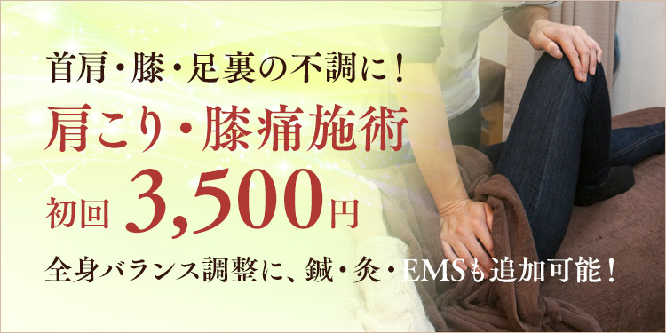 本気の肩こり・膝痛施術 初回3,500円 四十肩・五十肩改善