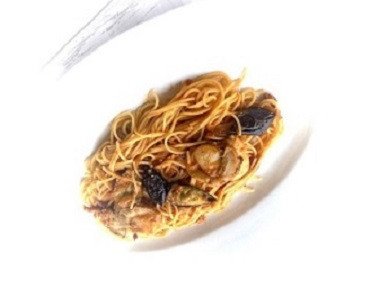 帆立貝柱とロースト茄子の蟹トマトソース