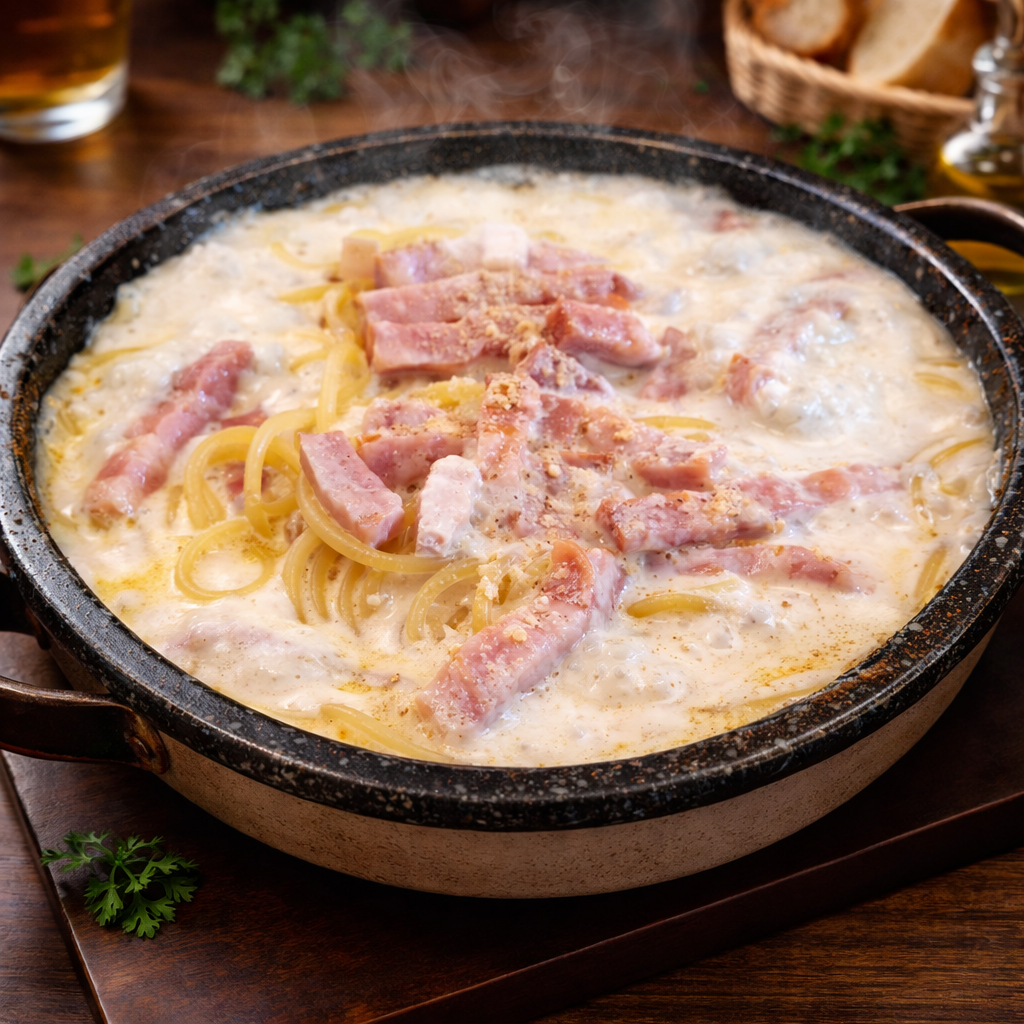 人気パスタ第3位 石焼きカルボナーラ