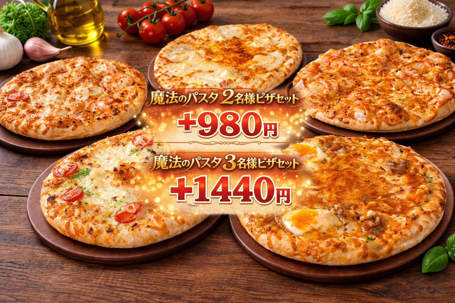 魔法のパスタ ピザセット 980円～