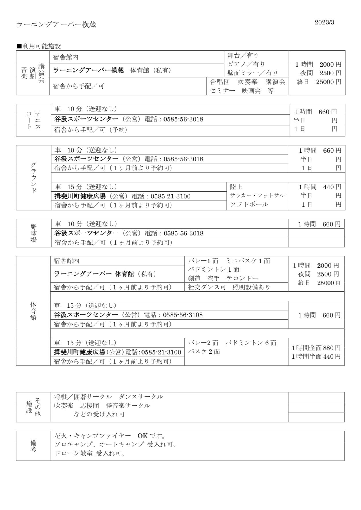 近隣のスポーツ施設のご紹介