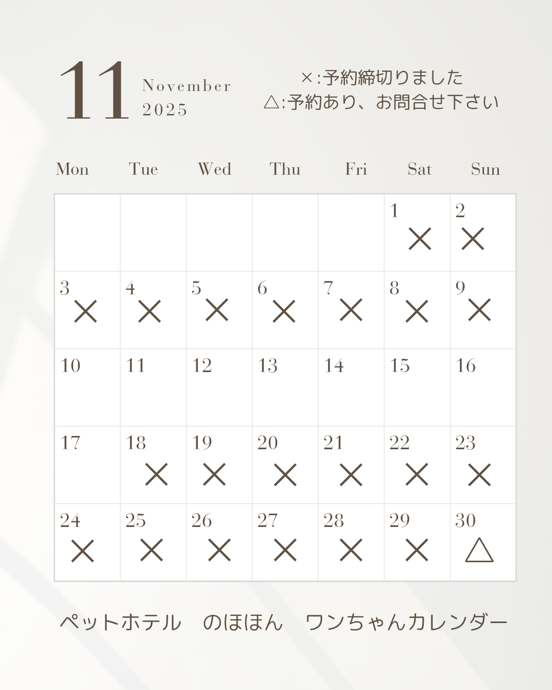 ♡11月のワンちゃんカレンダー♡