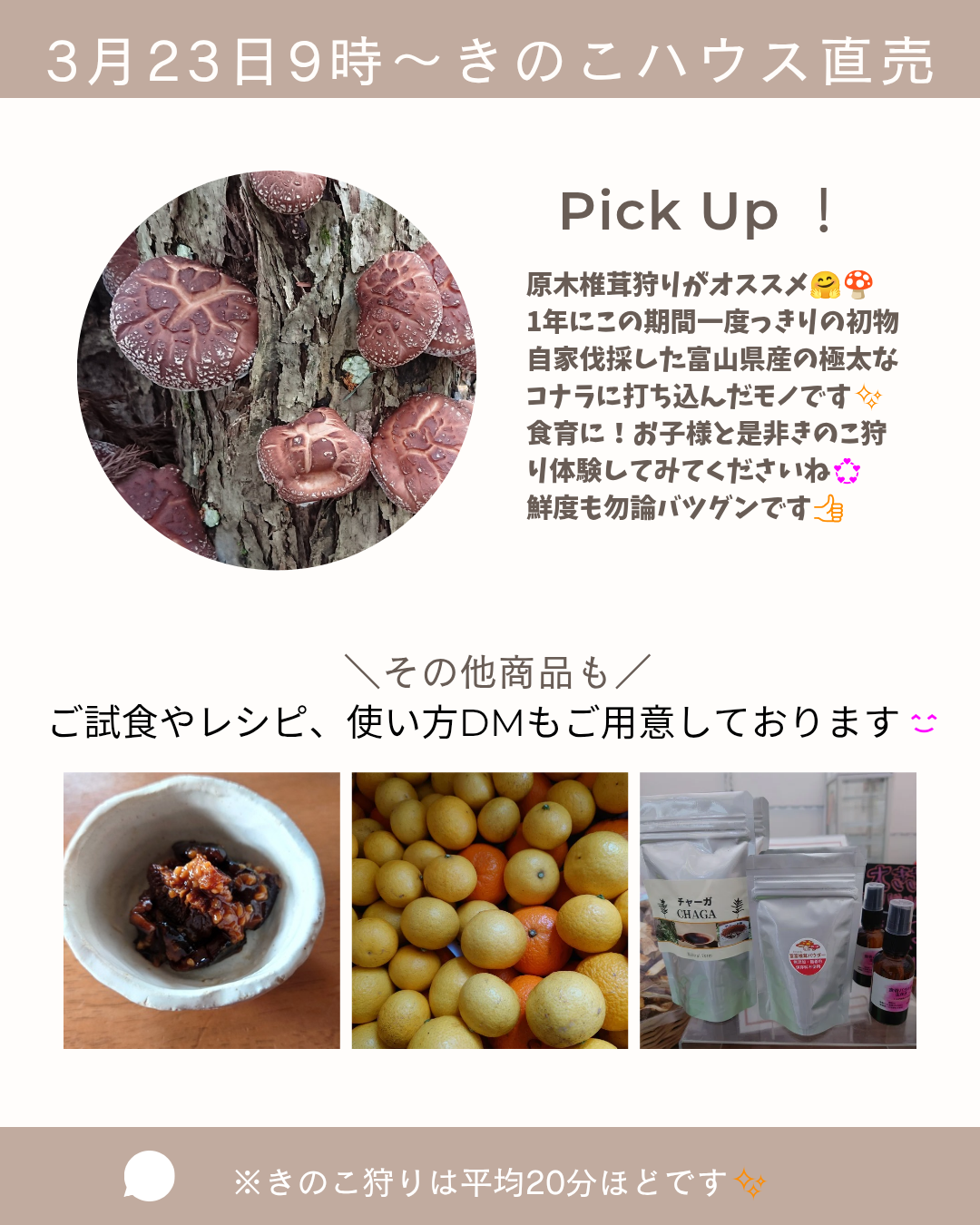 ２３日きのこハウス直売は…🎶🍄