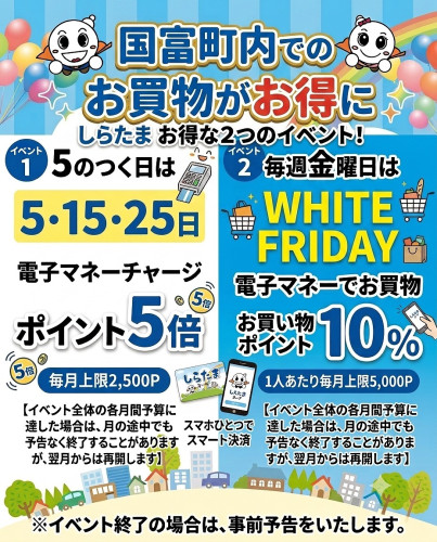 最大10％還元の「WHITE FRIDAY」＆「5のつく日はチャージポイント5倍」をW開催