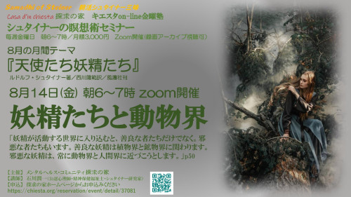 キエスタon-line金曜塾シュタイナーの瞑想術セミナー８月『天使たち妖精たち』第2回8月14日「妖精たちと動物界」表紙.jpg