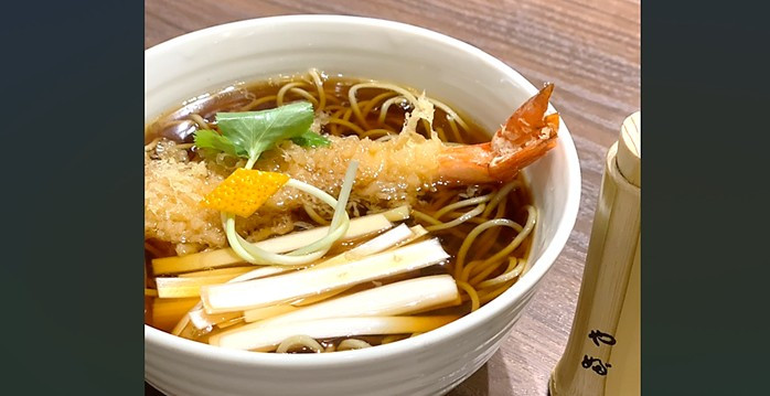 【ミナモア一周年記念メニュー】大海老天ぷらそば 　税別1500円