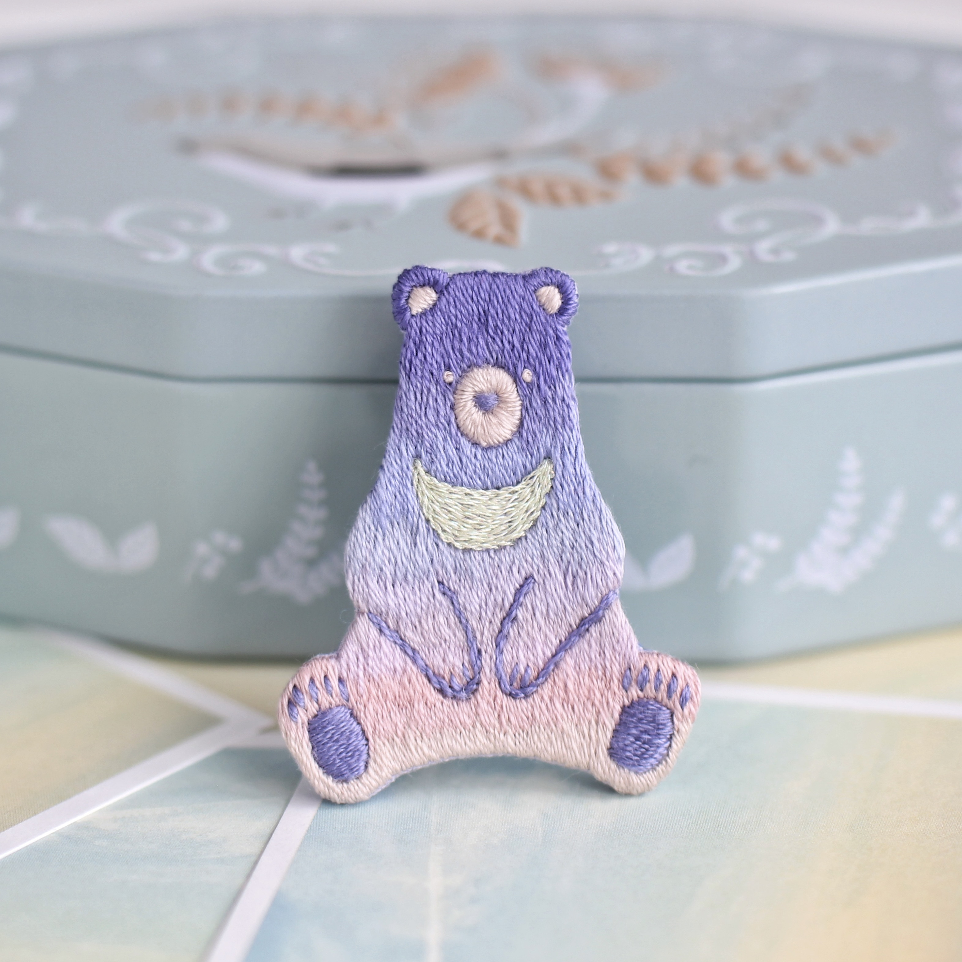 部屋着 かわいいクマ刺繍 S（プティマイン petit main くま刺繍