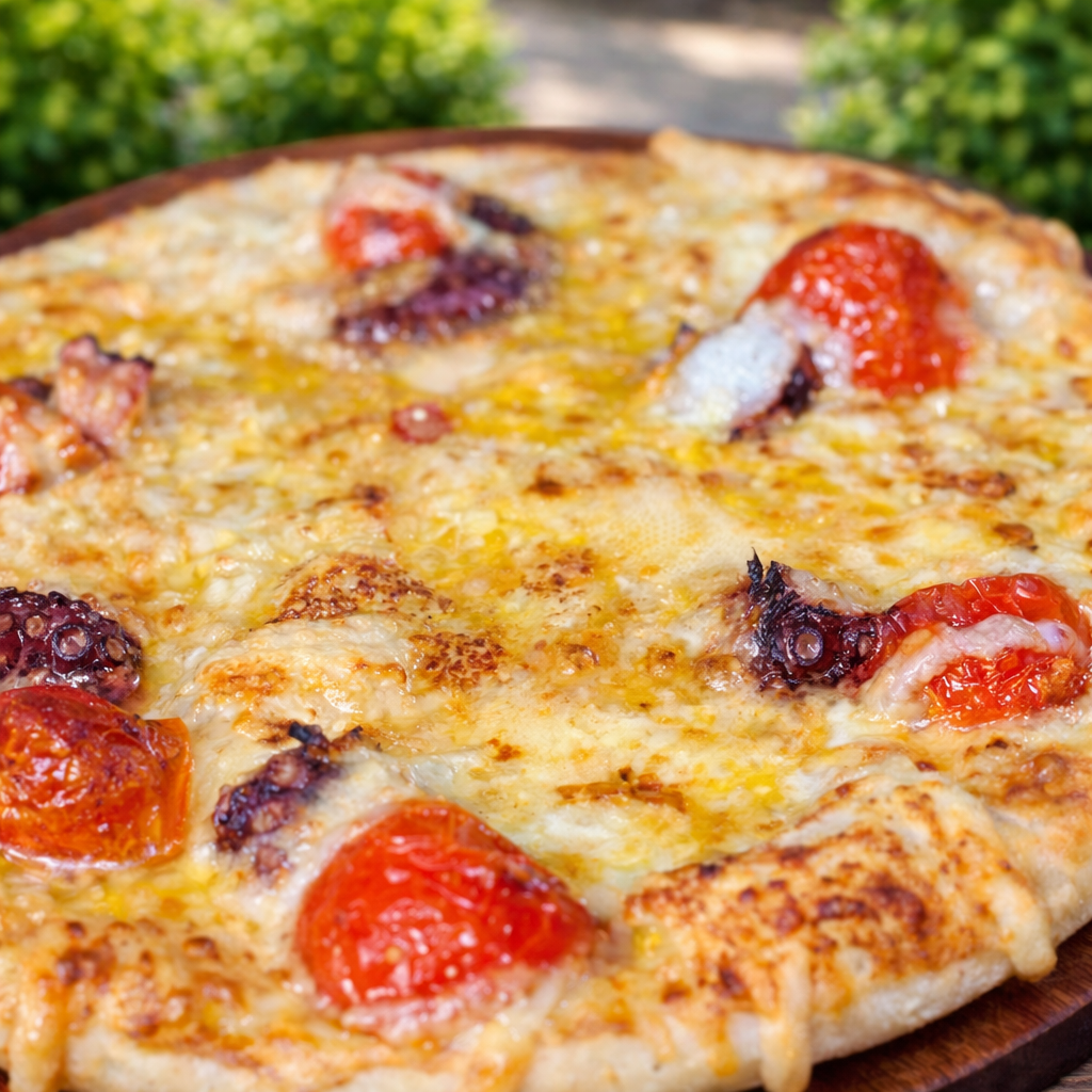 タコとミニトマト（アヒージョ×柚子のさっぱりコク旨）｜ナチュラルスマイルピザ