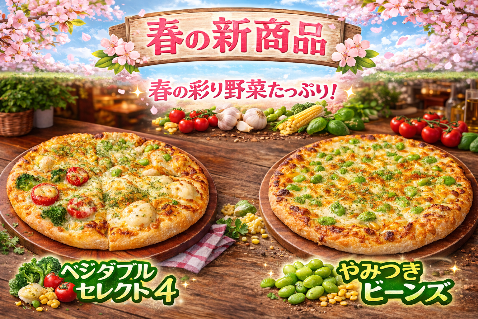 ナチュラルスマイルピザ 春の新商品POP