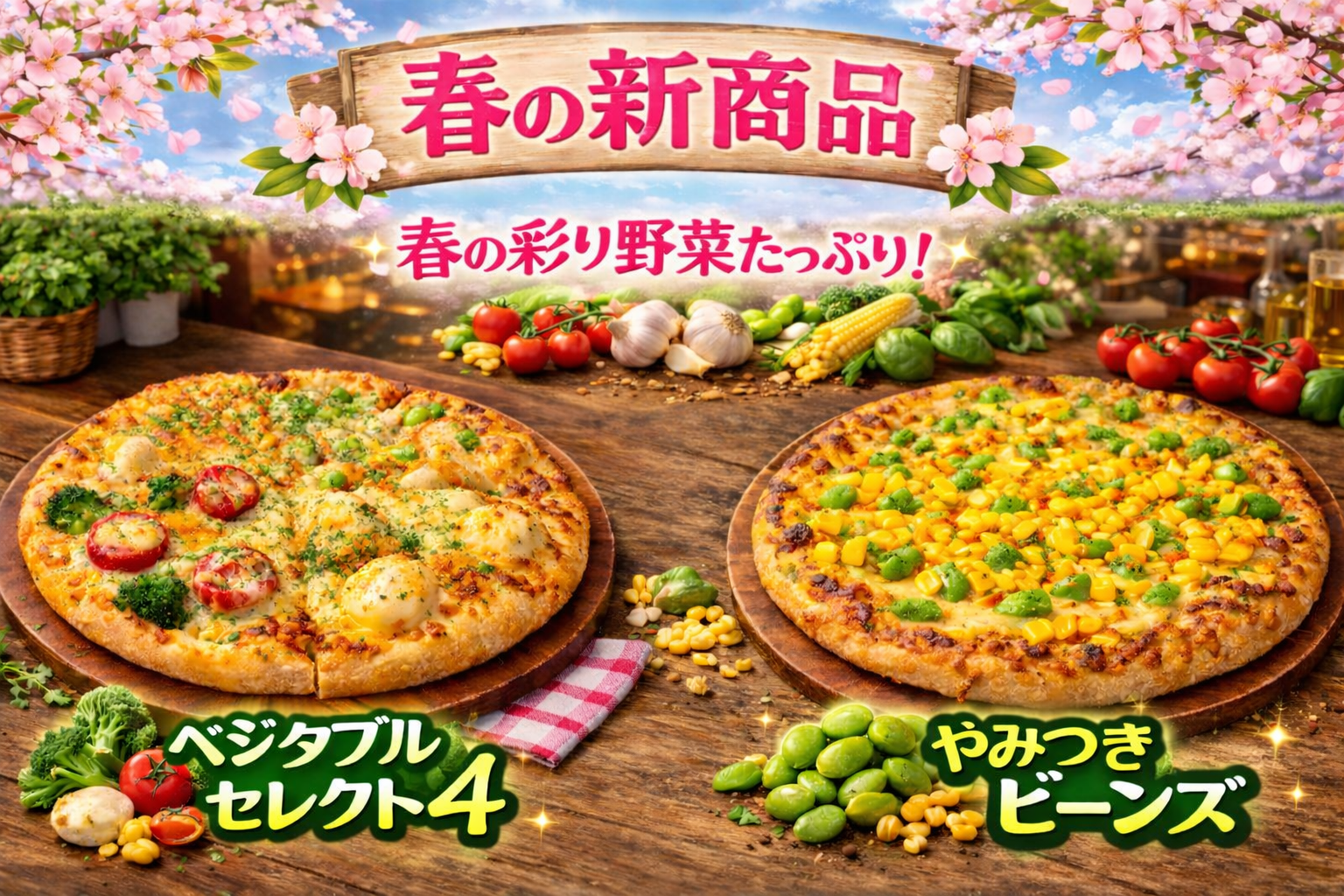 ナチュラルスマイルピザ 春の新商品POP