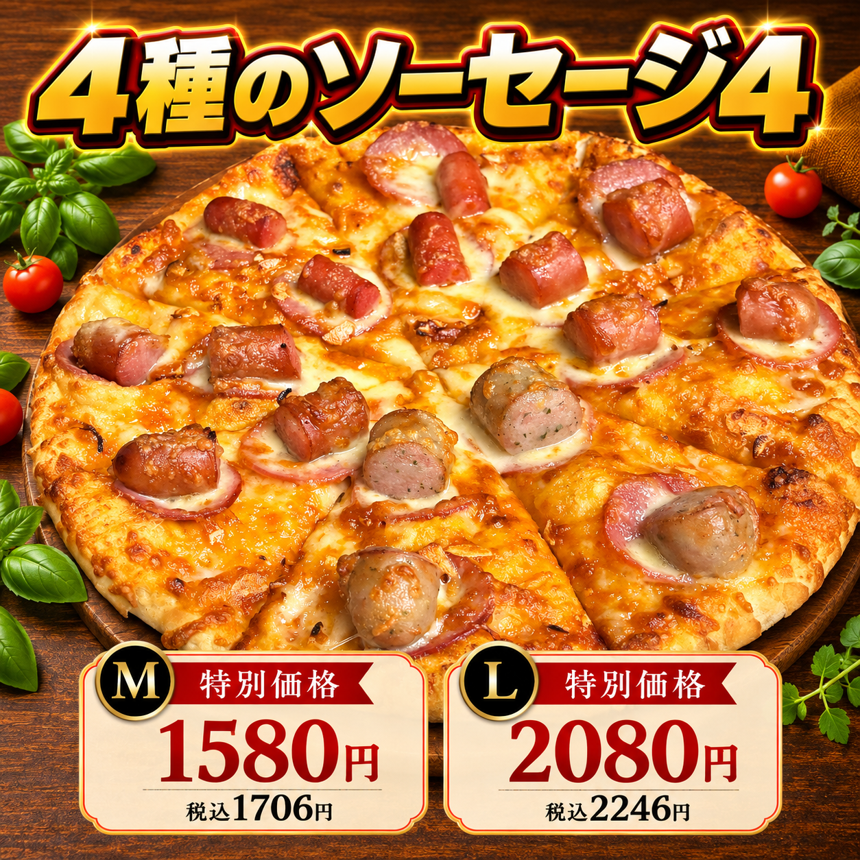 4種のソーセージ4｜ナチュラルスマイルピザ