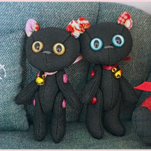 【ぬいぐるみ】てのひらサイズの黒猫ちゃん、Creemaに出品予定 【まあやぽっけ】