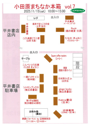小田原まちなか本箱vol７　出店者レイアウトマップです。