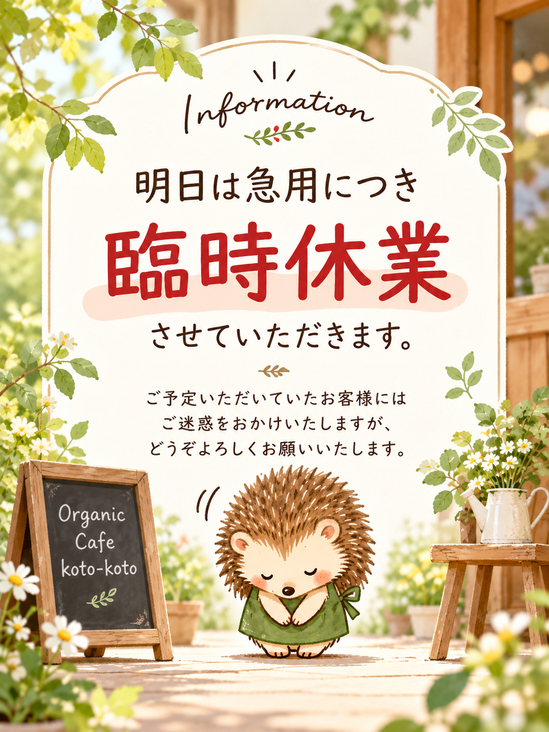 9月26日　臨時休業