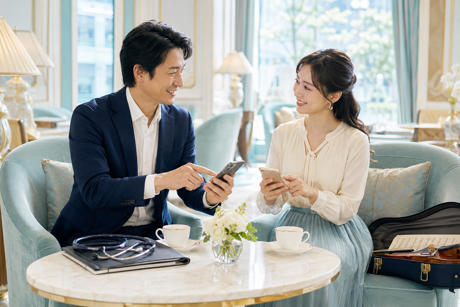 当直のある医師男性と本番を控えた音楽家女性が交際中の日程を相談する様子