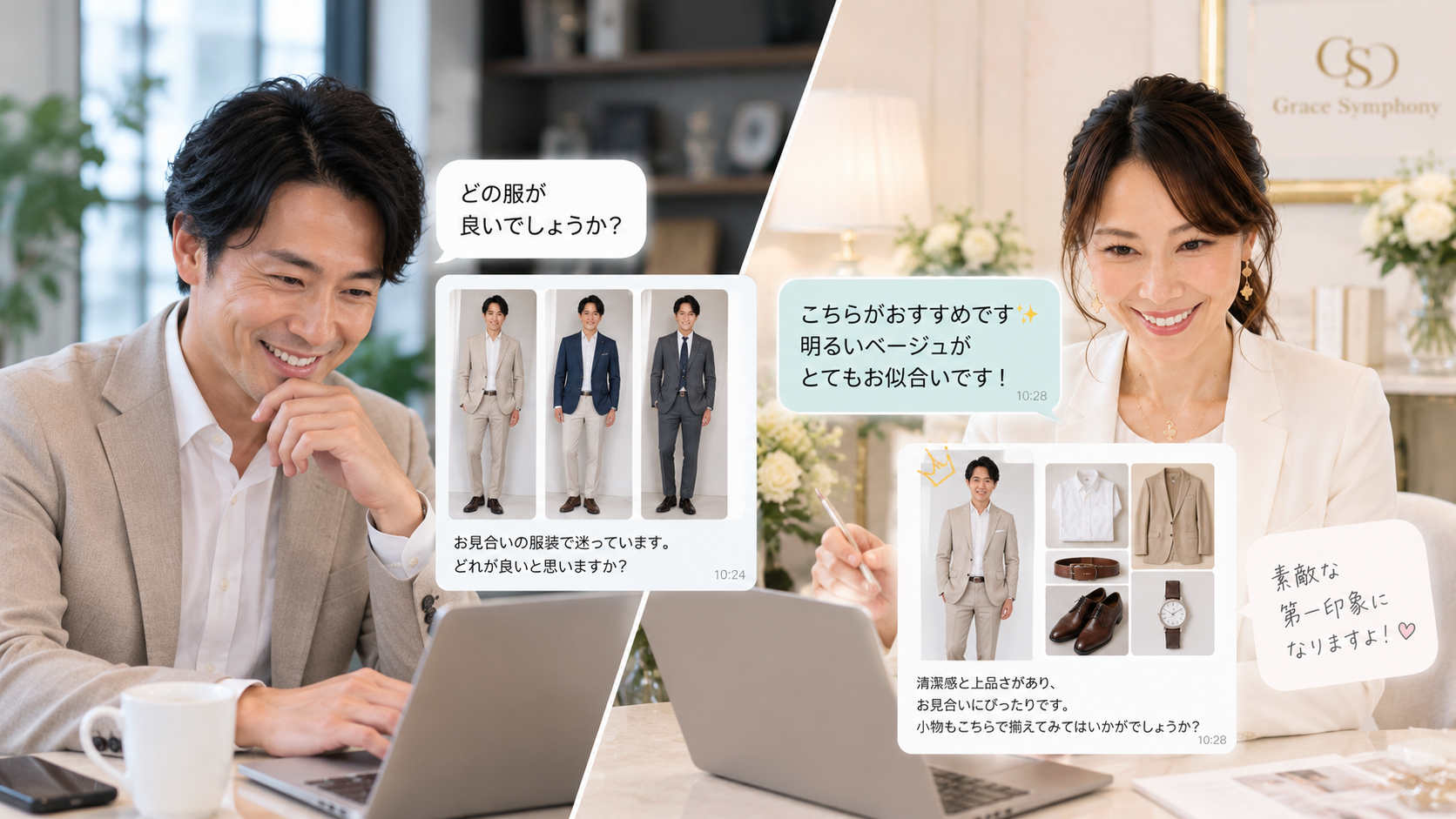 Grace Symphony 婚活シミュレーション STEP 10 お見合いの服装を遠隔相談