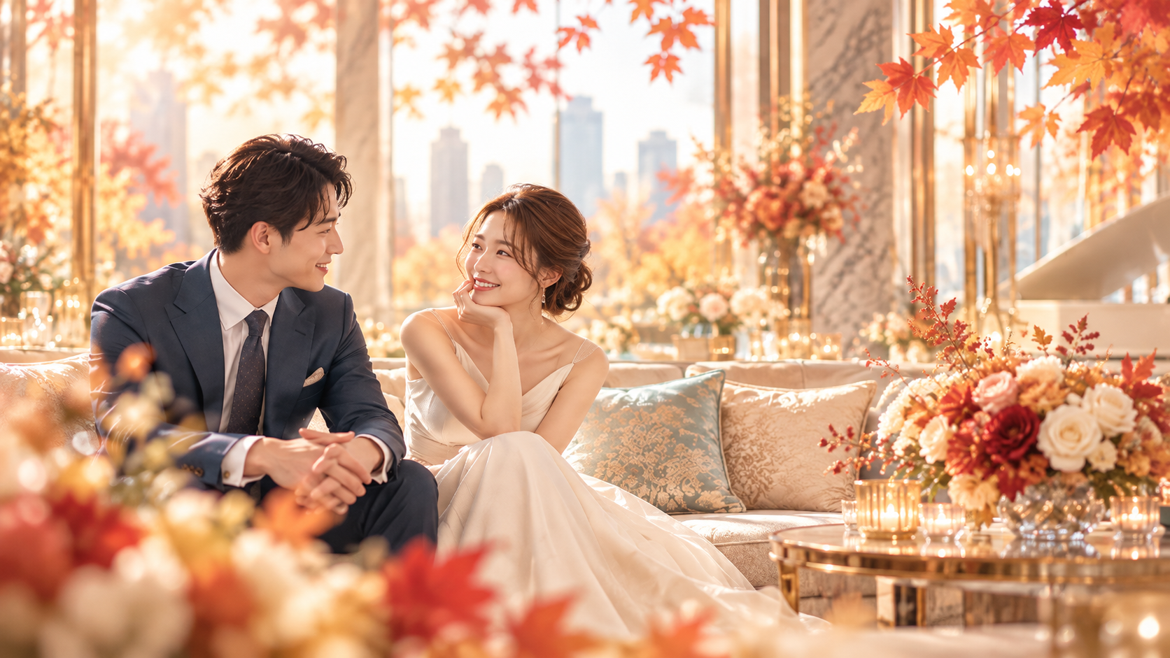 秋の婚活スタート応援キャンペーンをイメージした男女