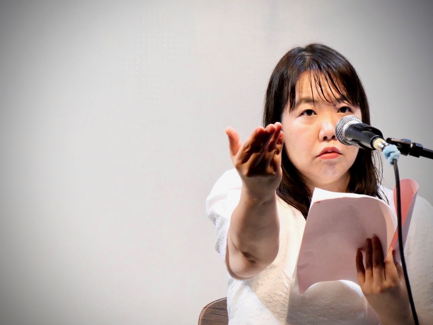 朗読劇、本番のひとコマ。