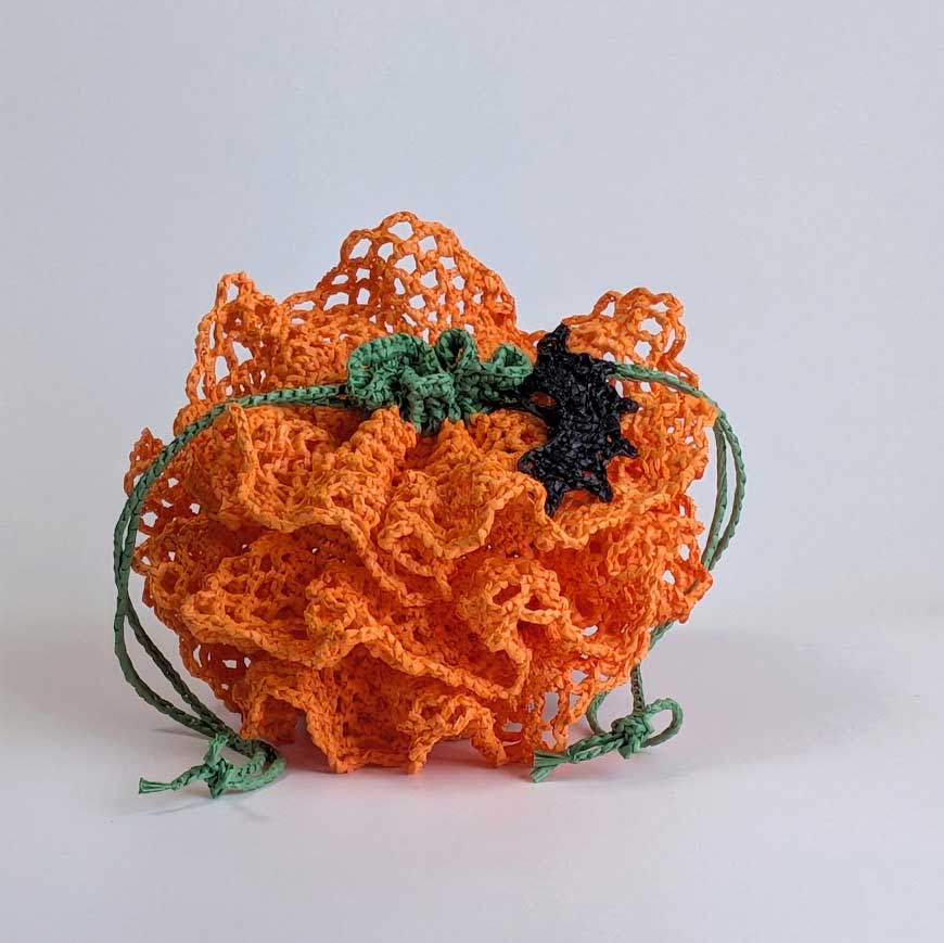 カボチャとコウモリのハロウィン巾着袋バッグ：仮装やコスプレに：お菓子入れ小物入れに
