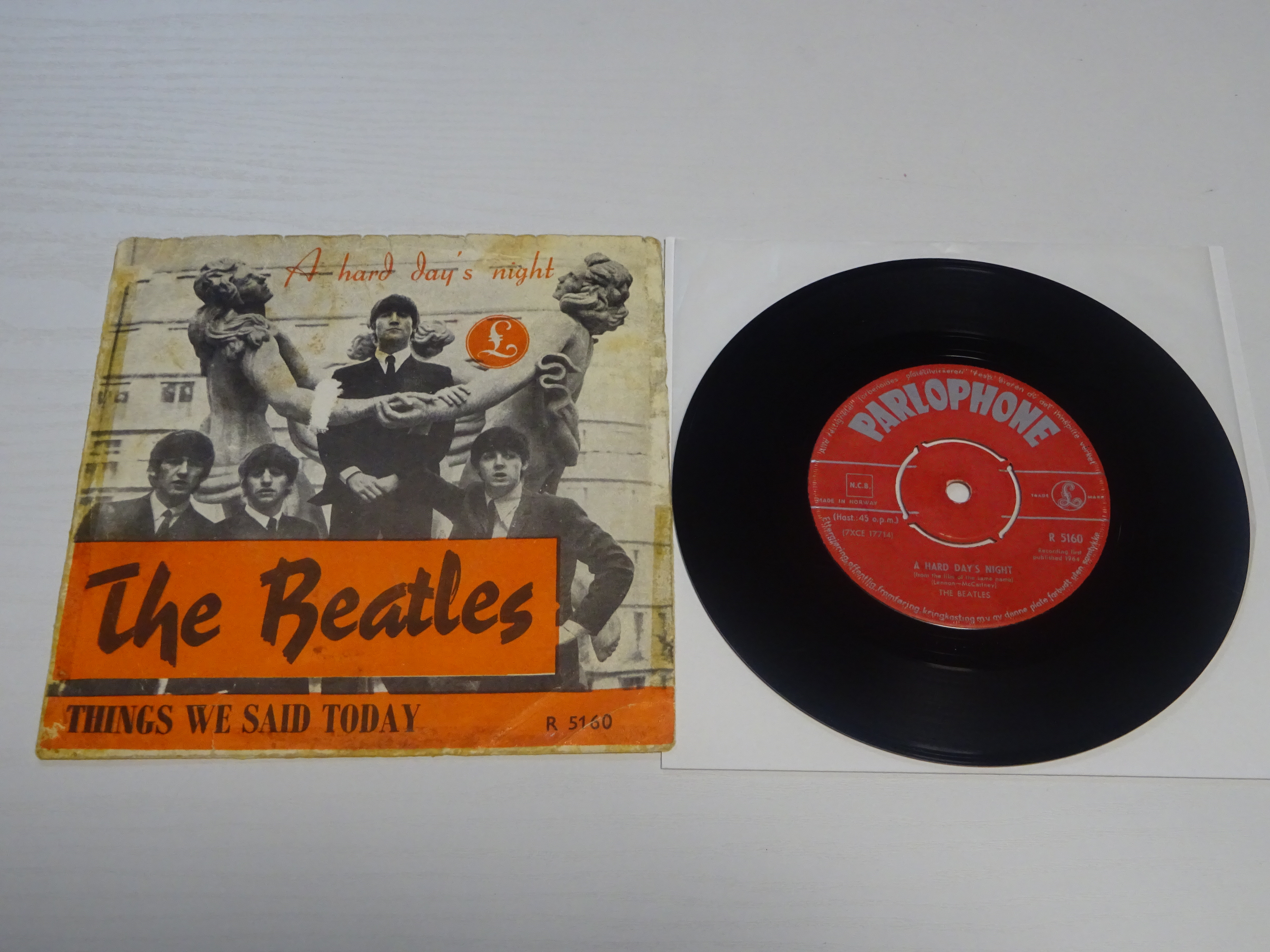 「A HARD DAY'S NIGHT / THINGS WE SAID TODAY」　超レア！　ノルウェー初盤　レッド・レーベル　ピクチャー・スリーヴ！！！！！！