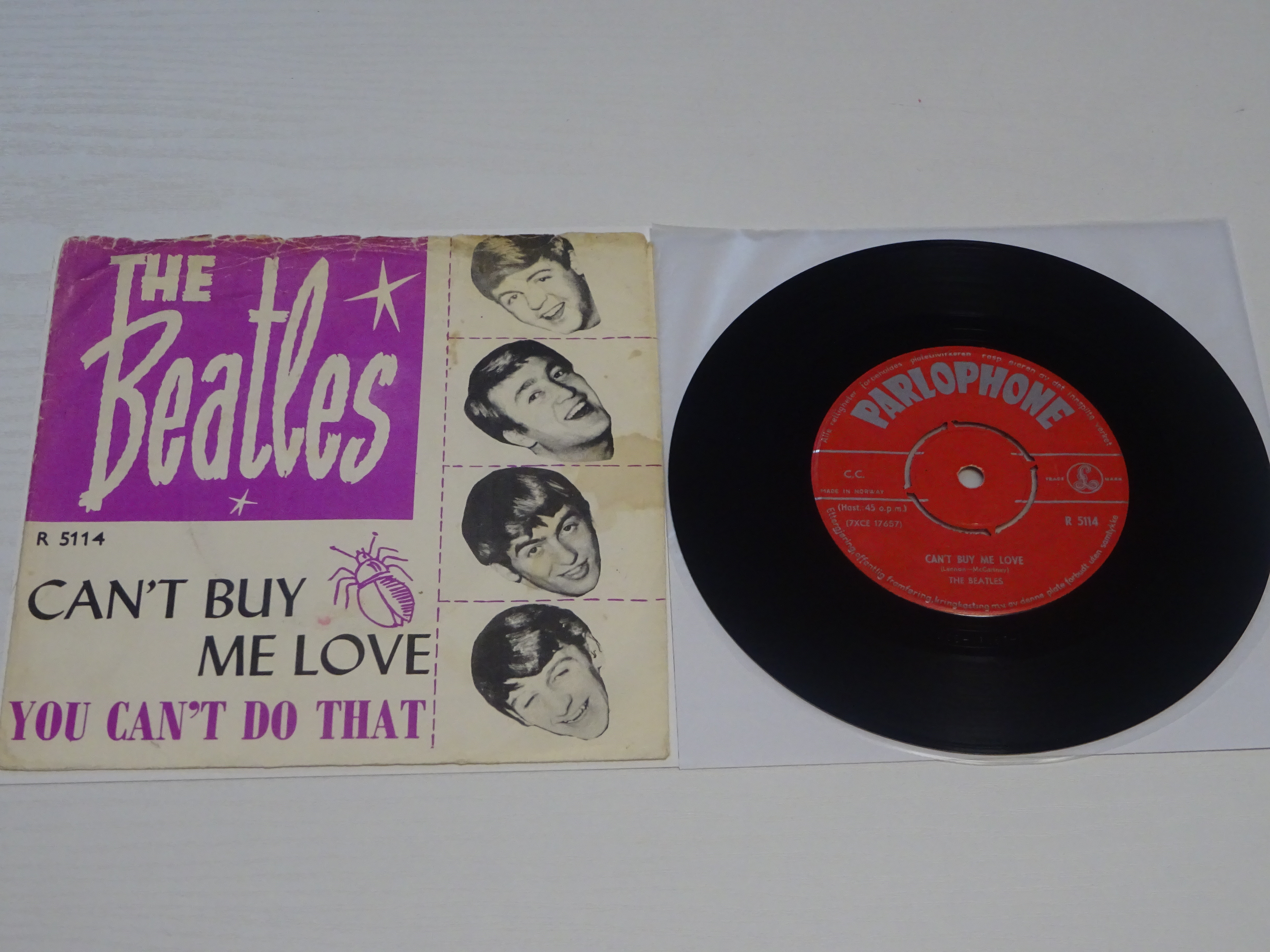 「CAN’T BUY ME LOVE / YOU CAN’T DO THAT」　ノルウェー初盤　レッド・パーロフォン　ピクチャー・スリーヴ付き！！！！！！！！！
