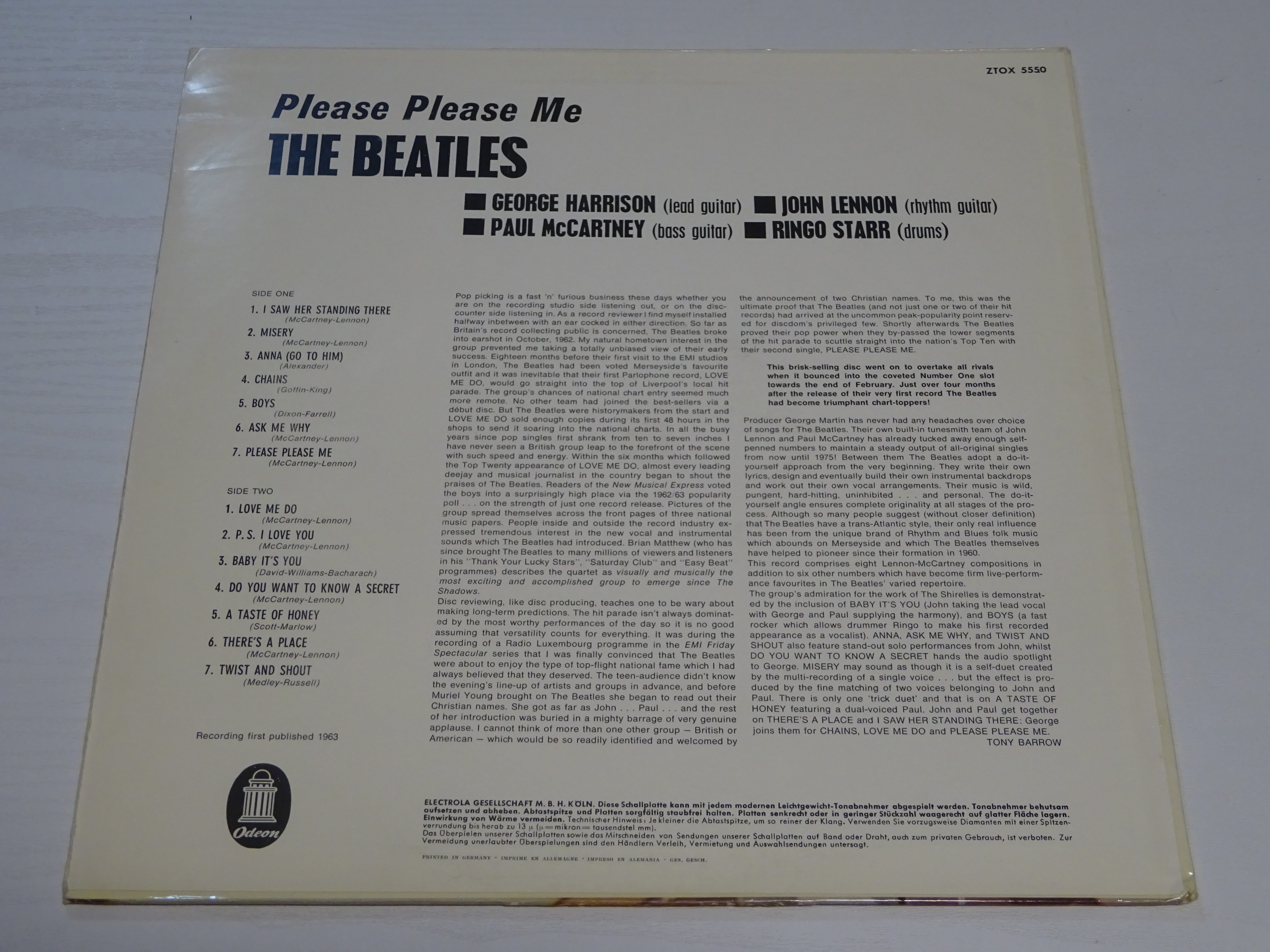 『PLEASE PLEASE ME』　ドイツ・エクスポート・ステレオ初盤（１９６４年）　ほぼニアミントの最高級品ジャケ！！！！！！