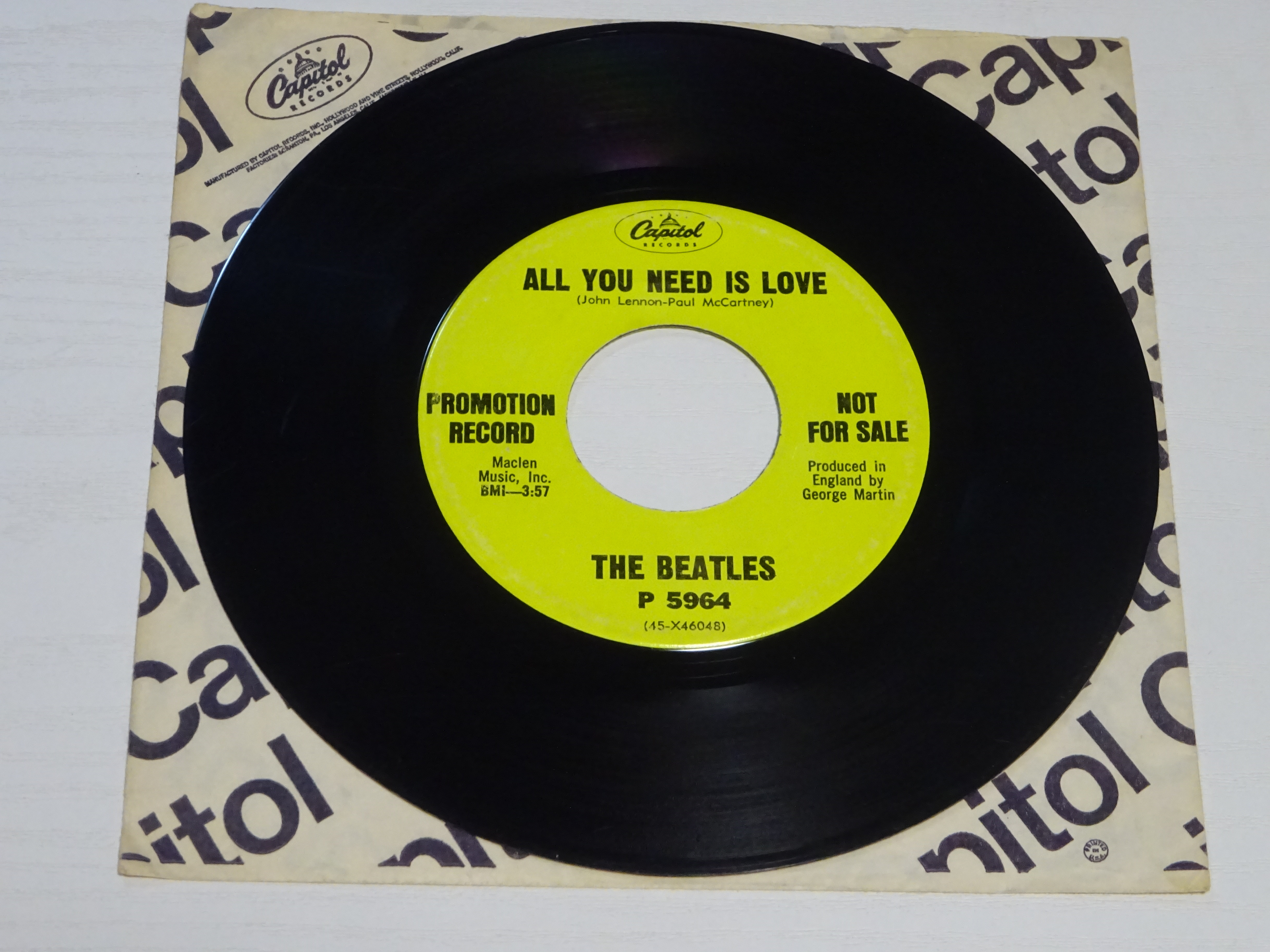 「ALL YOU NEED IS LOVE / BABY,YOU’RE A RICH MAN」　超レア！　USプロモ良盤　美しいレーベル、そして、スンゴイ音！！！！！