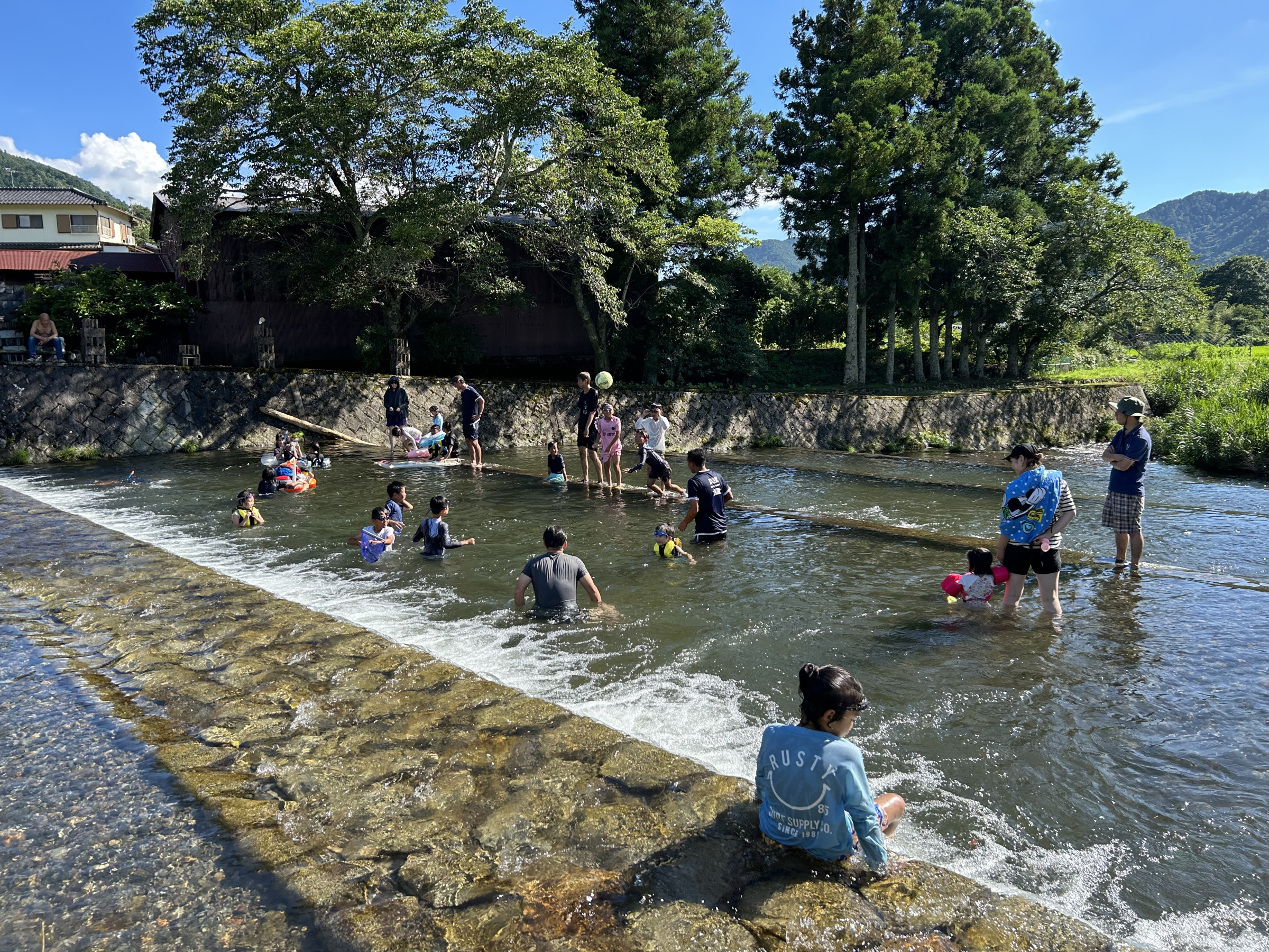 大原、夏景色、川遊び