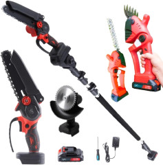 チェーンソー(6インチ)+剪定ばさみ+草刈り機+バリカン+ヘッジトリマー+延長ポール