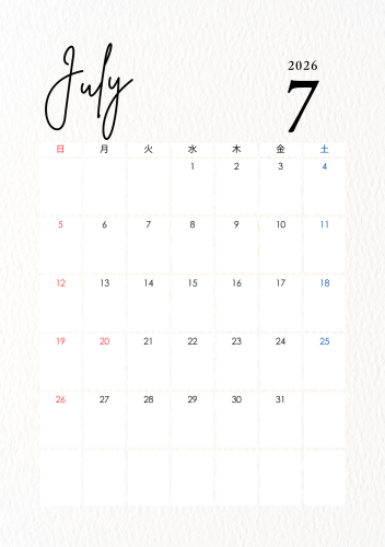 白黒　ミニマル　カレンダー　2026年　A5 - 7.png