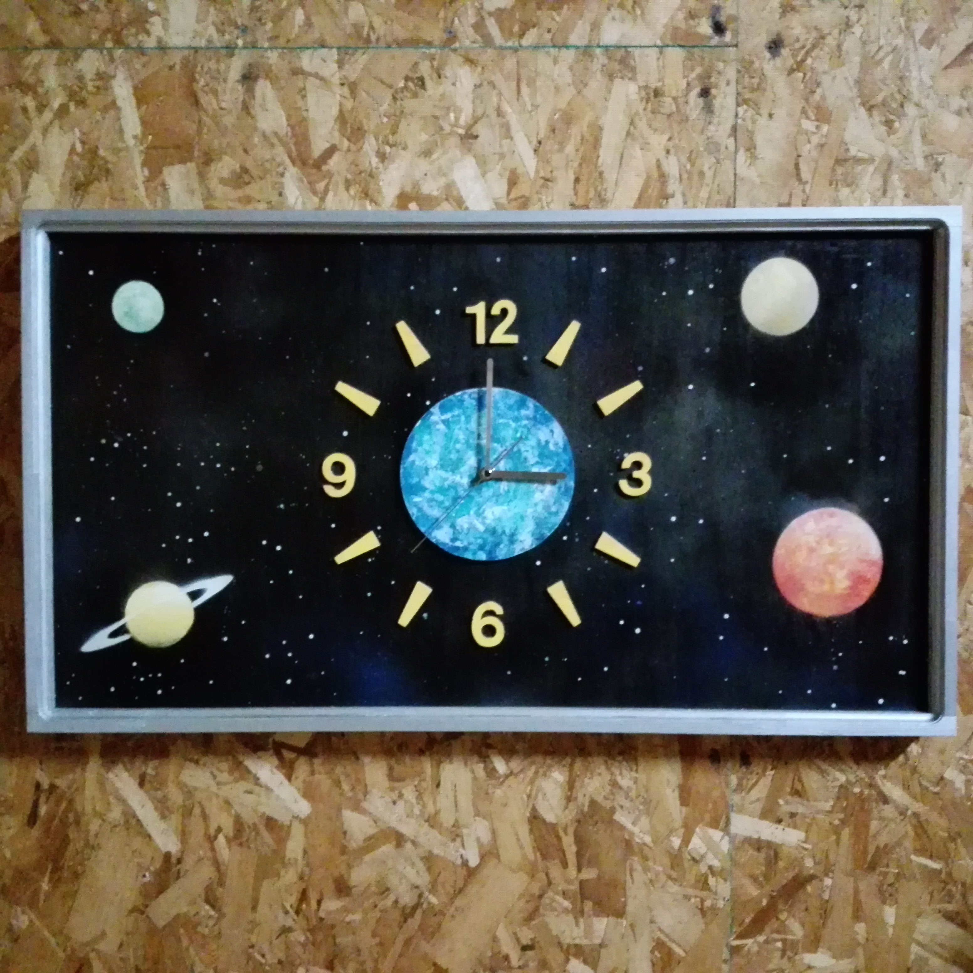 宇宙をイメージした時計　写真をアップしました。