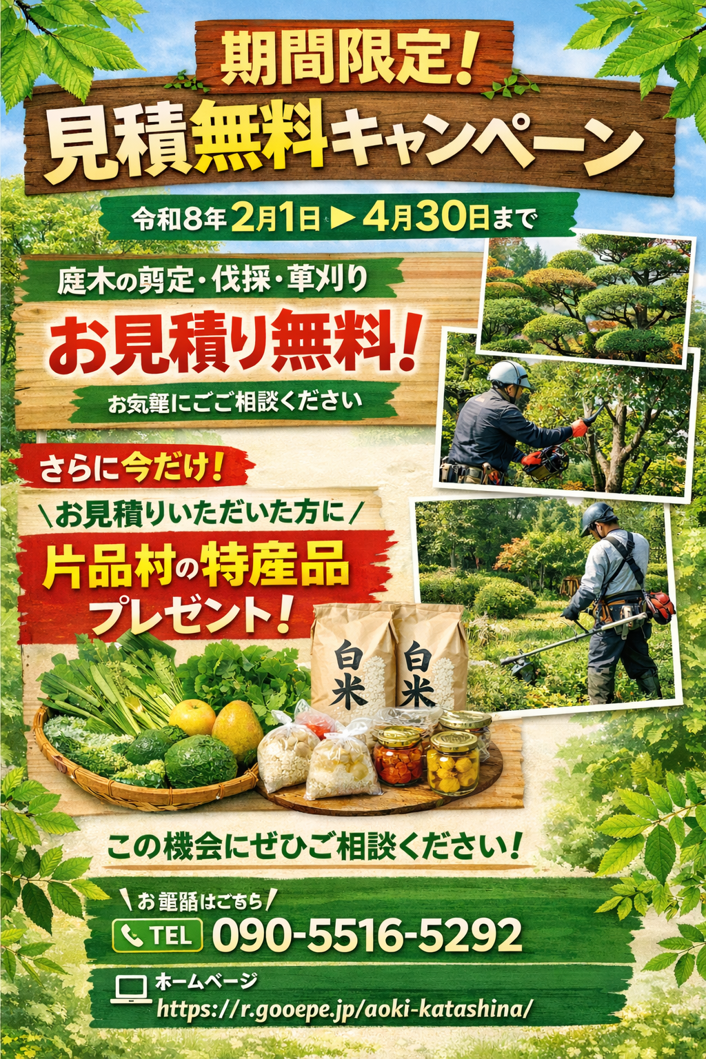 期間限定】見積無料キャンペーンのご案内 - 庭木のお手入れ専門 アオキ