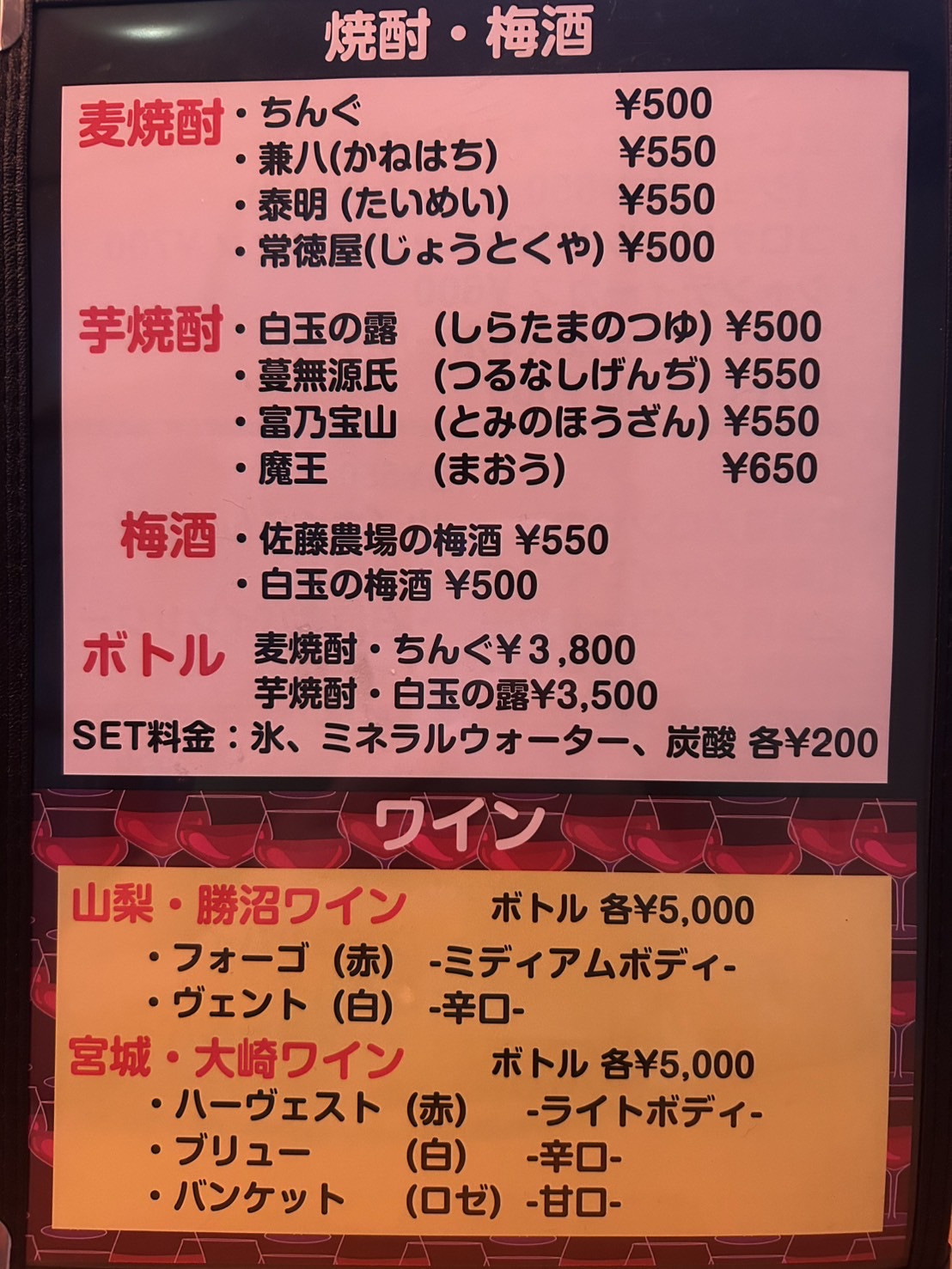 ドリンクメニュー2