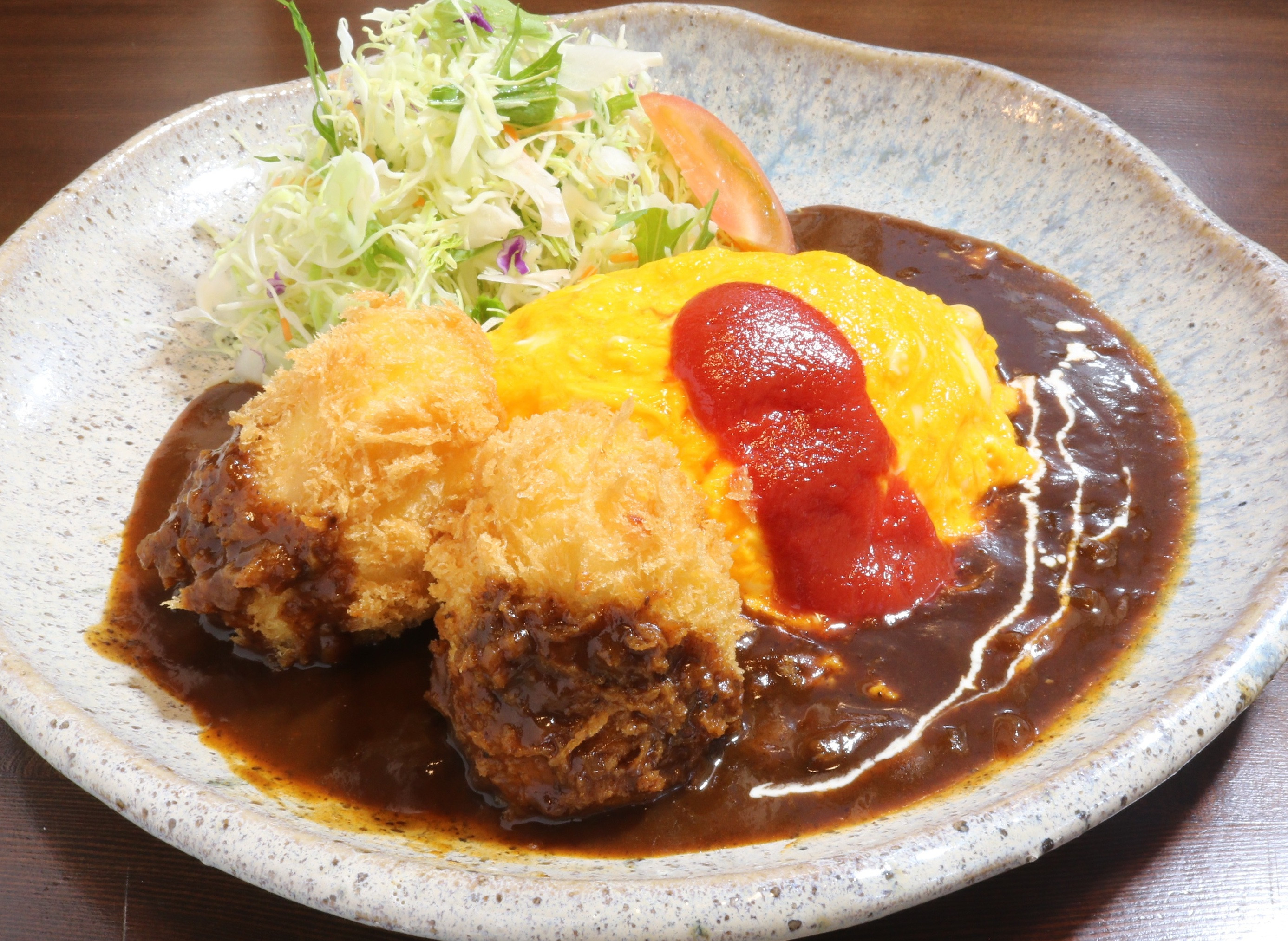 オムライス＆海老クリームフライ