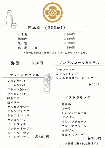ドリンクメニュー　②