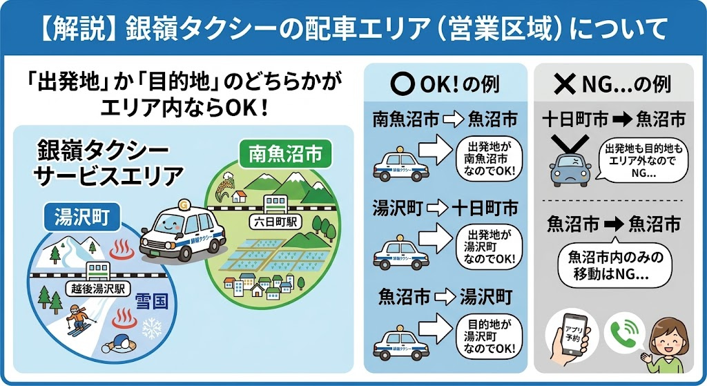 【知っておくと便利！】銀嶺タクシーの配車エリア（営業区域）についてご案内🚕