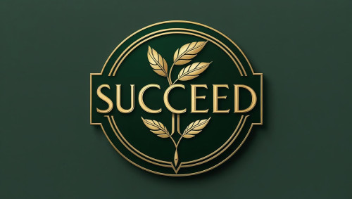 ロゴマーク SUCCEED 深緑 ゴールド 丸 葉っぱ.jpg