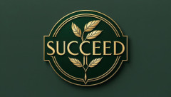 ロゴマーク SUCCEED 深緑 ゴールド 丸 葉っぱ.jpg